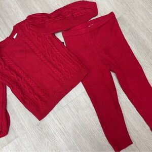 Baby GAP 2PC Red Knit Sweater and Pants Set Size 18-24M